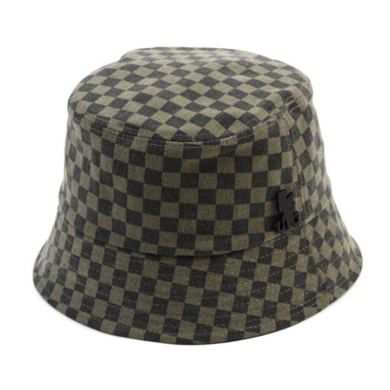 Universal chemistry Side Thunder Border Check Khaki Bucket Hat checks