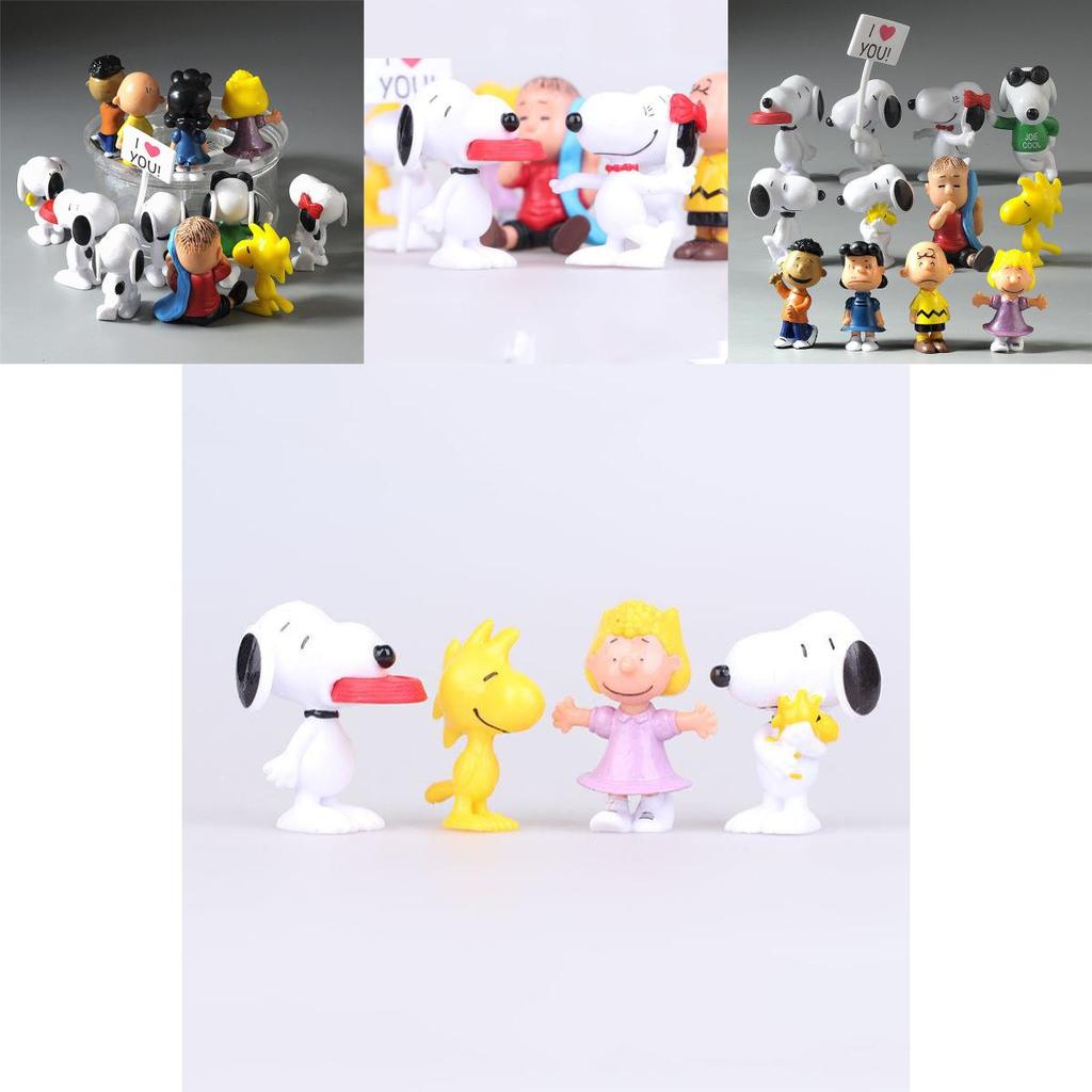 Adorable 12pcs Peanuts Charlie Brown Snoopy Lucy Franklin Figure Cake Topper Set