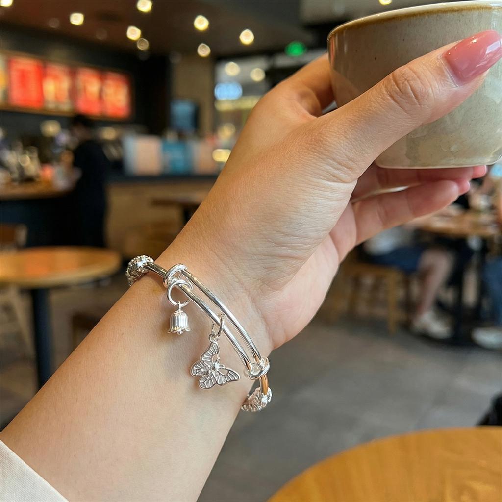 Trendy Silver Plated Butterfly Animal Cuff Bangles for Women Fashion Open Bracelet Wristband Wedding Christmas Jewelry