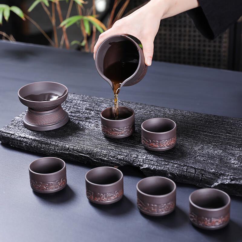 Jianshui Purple Clay Embossed 12-Piece Gongfu Tea Set