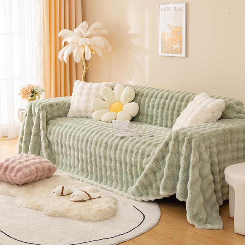 

Чехол из ткани кремового цвета, фланелевое полотенце для дивана, подушка для дивана, зимняя утолщенная подушка, нескользящий чехол для дивана, чехол для дивана, полотенце 180*130cm зелёный