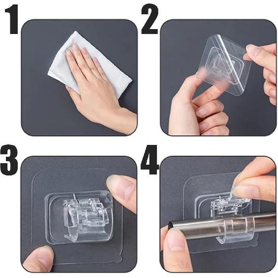 Nail Free Adjustable Curtain Rod Holder, Lokinsetin Curtain Rod Holder, Nail Free Curtain Rod Holder, Nail-Free Adjustable Curtain Rod Holders, Stick