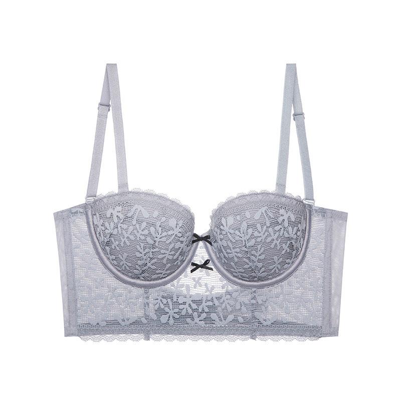 

Французский сексуальный бюстгальтер на косточках в стиле жилета, тонкий хлопковый, U-образный, с красивой спинкой, женское кружевное бюстье с эффектом пуш-ап, женский 85D светло-серый