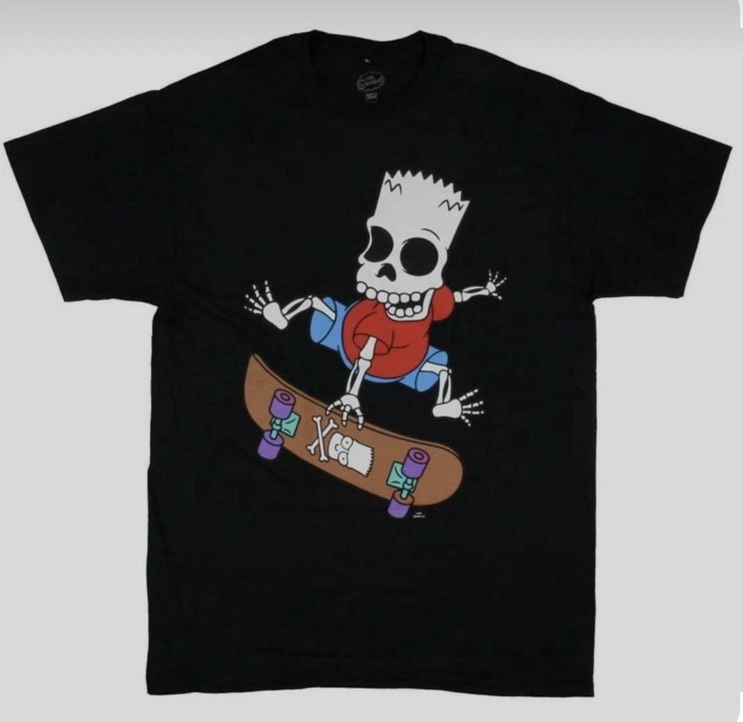 The Simpsons Bart Skeleton Skateboarding Tee Shirt New XL