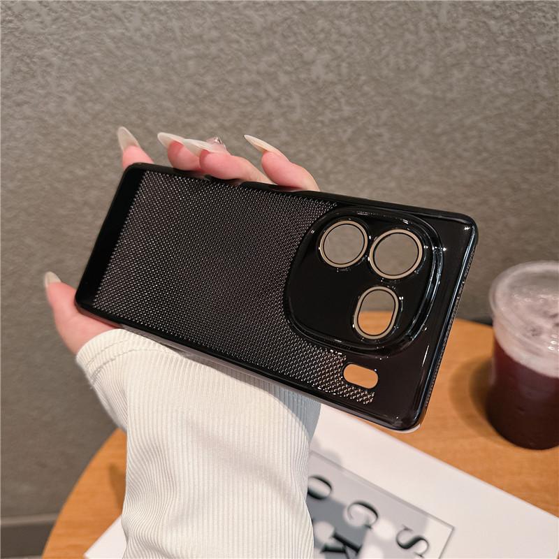 Full Cover Plating Grid Heat Dissipation PC Case With Lens Film For Vivo iQOO 12 Pro Back Shell Protector