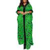Plus Size Summer Women Round Neck Half Sleeve Print Ruffled Long Maxi Kaftan Dresses