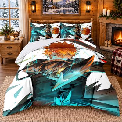 Bleach Anime Pattern Bedding 3Pcs Set Bed Sheet And Pillowcases For Indoor Bedroom