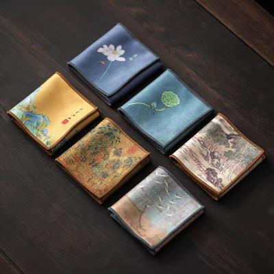 Pano de chá dupla face, pano de chá espesso, toalha absorvente, conjunto de chá, mesa de centro, bandeja de chá, toalha de mesa de chá, chá de mesa matcha
