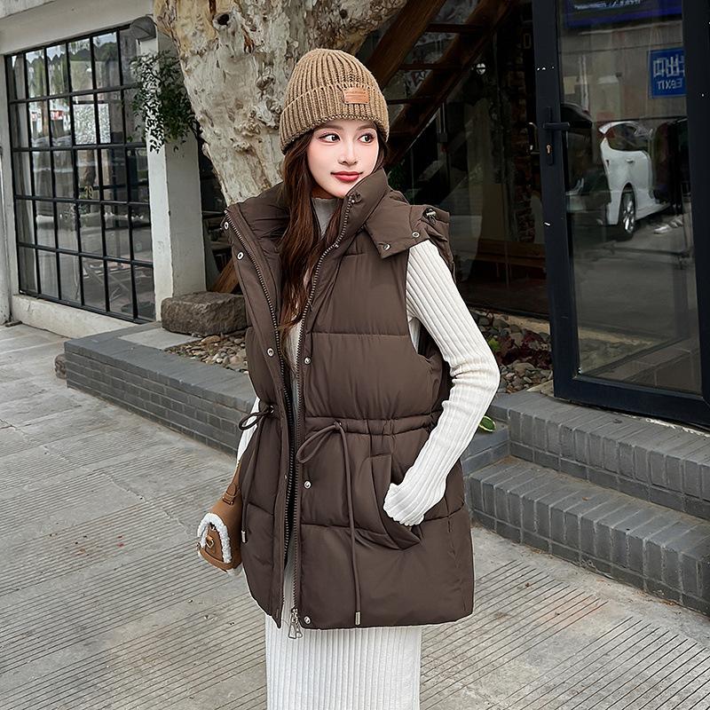 

Съемный жилет из хлопка без рукавов Женский осенне-зимний Женская одежда Жилет Модная куртка для сохранения тепла XXL кофейный