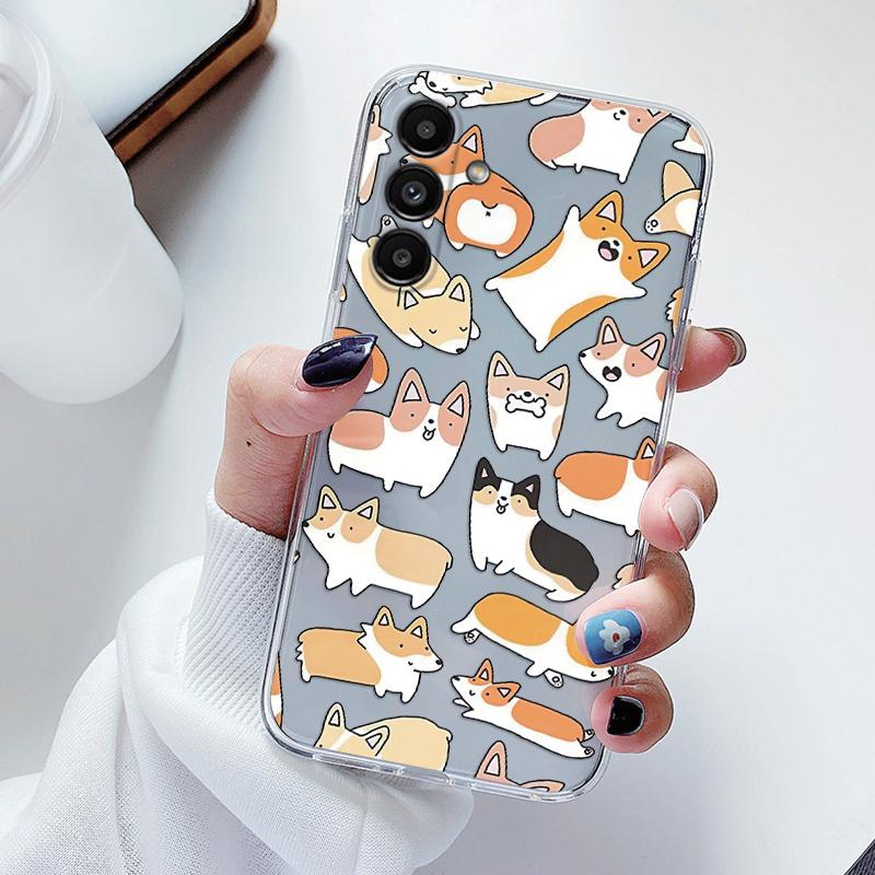 Transparent Case For Samsung Galaxy A24 A17 A16 A56 A55 A54 A06 4G Cover Cartoon Flowers Soft Clear Shockproof Funda Face Capa