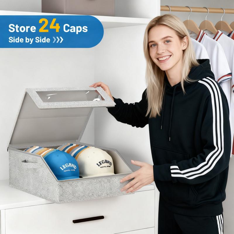 1pc Large Capacity Baseball Cap Storage Box - Space-Saving Easy Access for Closet Bedroom Entryway