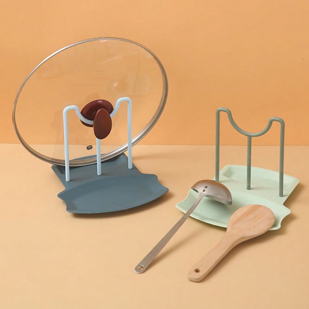 1pc Kitchen Organizer For Countertop - Small Dish Rack, Pot Lid Holder, Utensils Storage Rack, Soup Spoon Rest - Sitting Spoons Bracket