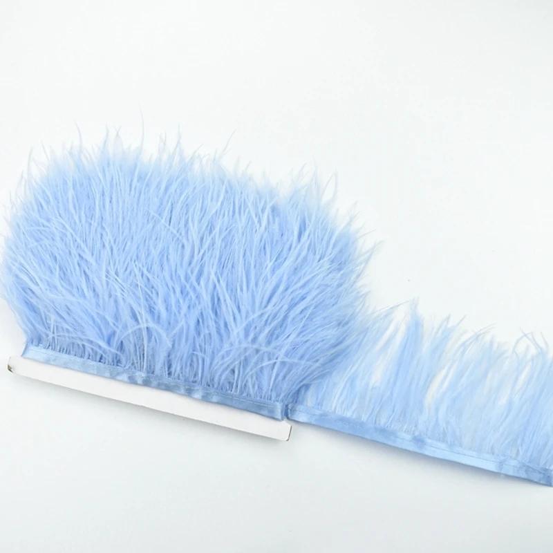 Feather1M 5M 10Meter 8-10CM Light Blue Ostrich feather trims ribbon Skirt DIY Clothing Black White Ostrich feathers For Crafts Plumes