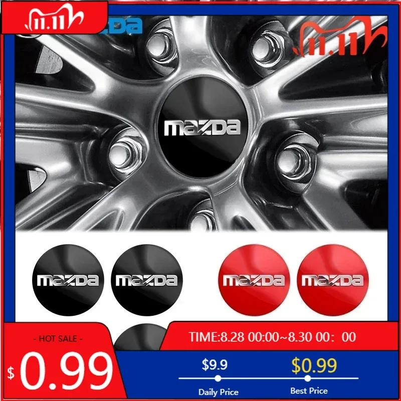 2025 Hot 4Pcs 56mm Car Emblem Logo Wheel Hub Cap Metal Stickers Accessories For Mazda 3 6 Atenza Axela Demio CX3 CX5 MP MS RX8 C