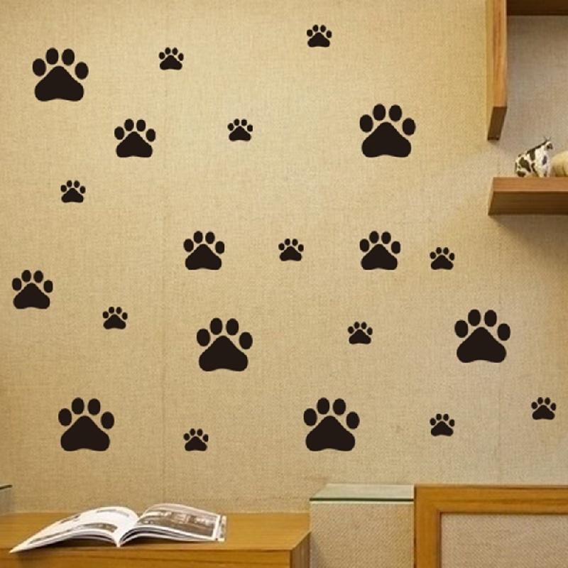 Samolepky s otisky psích tlapek Zvířecí mazlíčci 1,5" nebo 2,5" Samolepky na zeď, okno, podlahu Velká sada