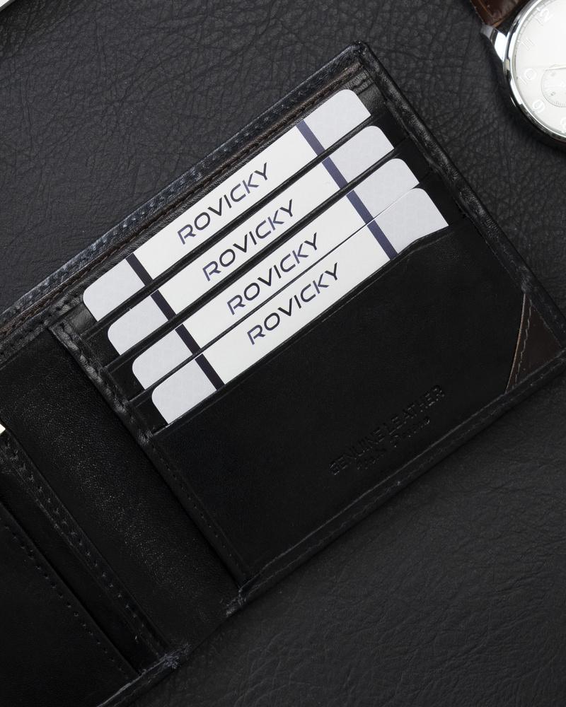 Men's Horizontal Wallet with Silver Accent, Natural Grain Leather - Rovicky
