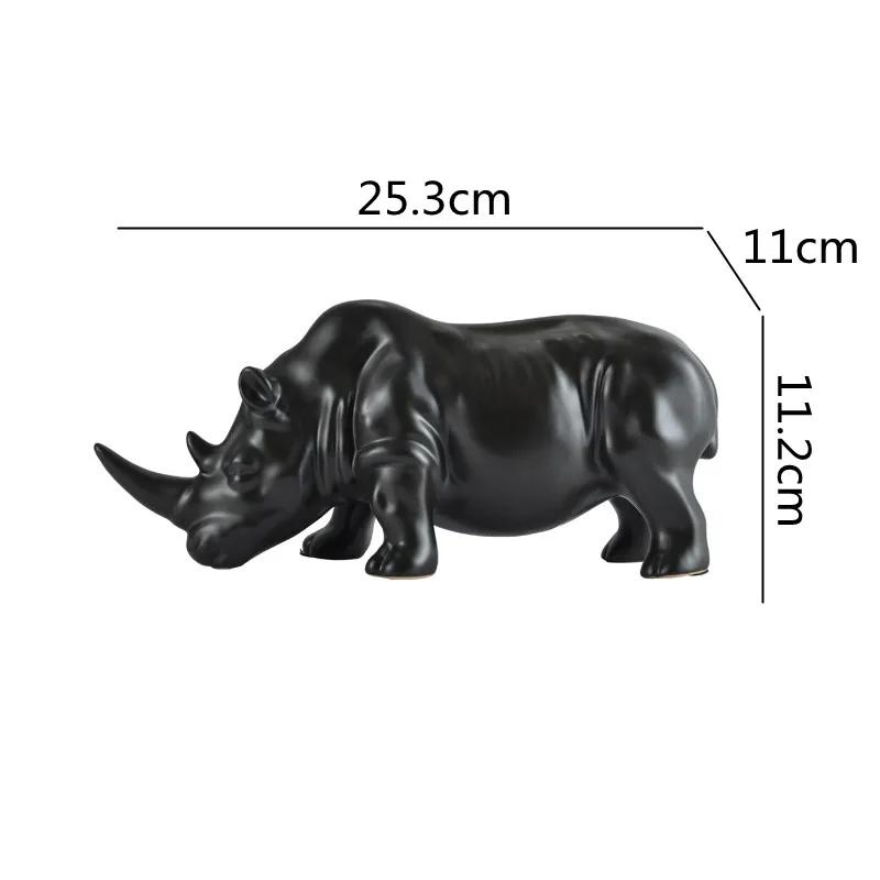 Ceramic Crafts Simulation Animal Sculpture Rhino White Rhino Ceramic Ornaments Animal Figures Home Decoration Accessories