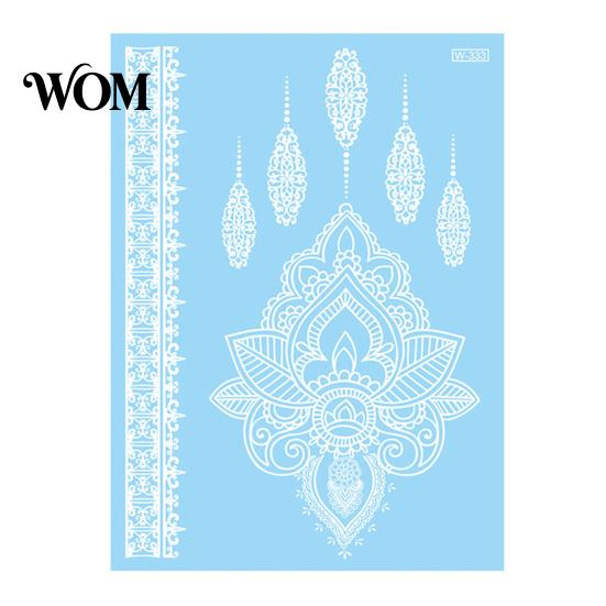 Eco-friendly Tattoo Sticker White Lace for Women, Temporary Face Body Skin-friendly Arm, Waterproof Fake Decal Wedding Party Festival Safe Tattoos