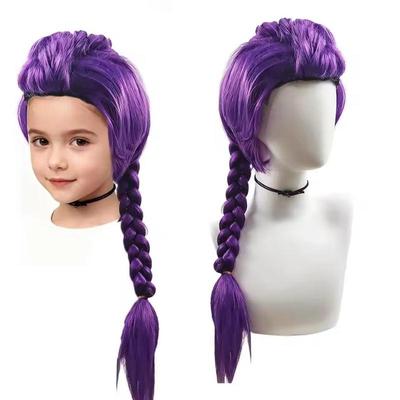 Children Version -Kids Girls Cosplay Wig Mira Rumi Zoey Demon Hunters Purple Black Red Long Hair Halloween Cosplay Props