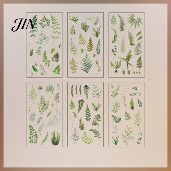 Nature Themed Stickers 6 Sheets/Set Natural Flower Scrapbook Stickers, Waterproof PVC Floral Plants Decals, Botanical Art Transparent Decorative