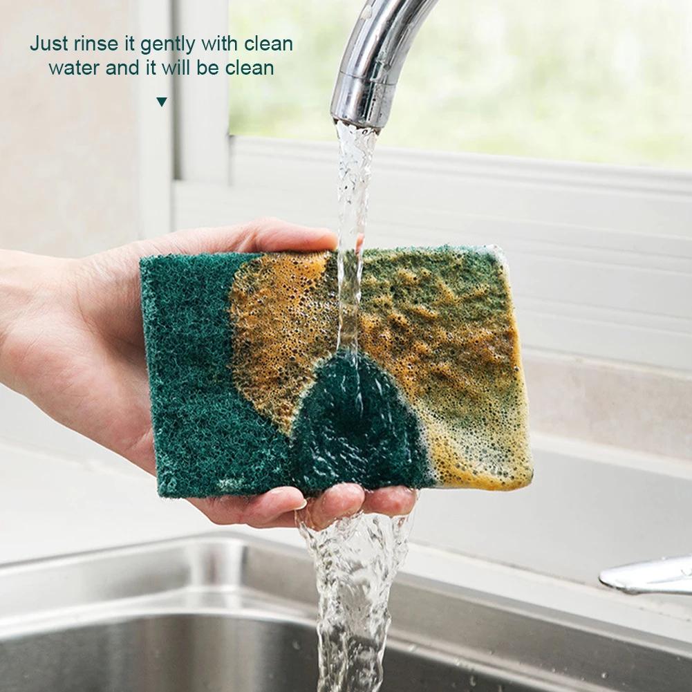 10/20Pcs Scrub Pads Household Kitchen Oil Removal Dishwashing Pot Pads Scratch Free Multipurpose Reusable Cleaning Dishrag
