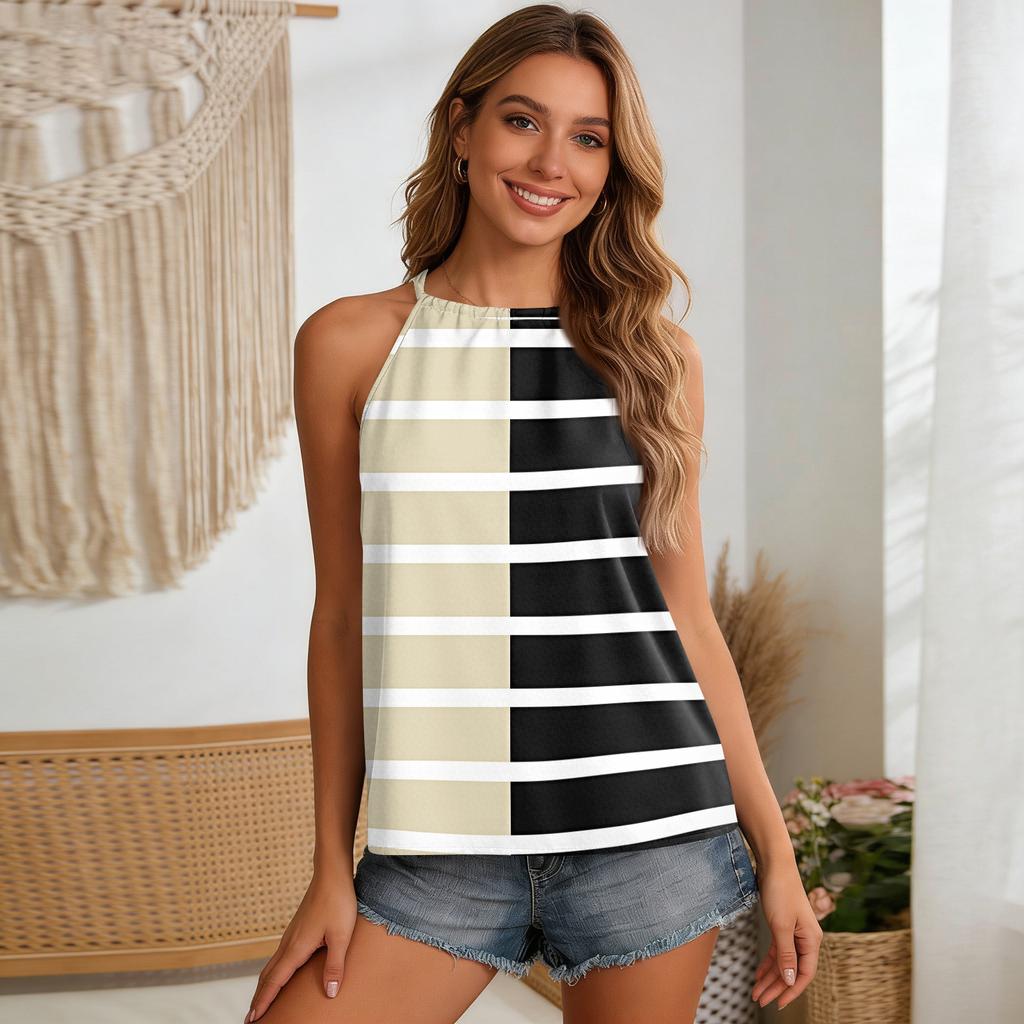 Women Geometric Print Bohemian Style Sleeveless Neck Tank Top Loose Fit Summer Blouse for Outdoor and Daily Wear