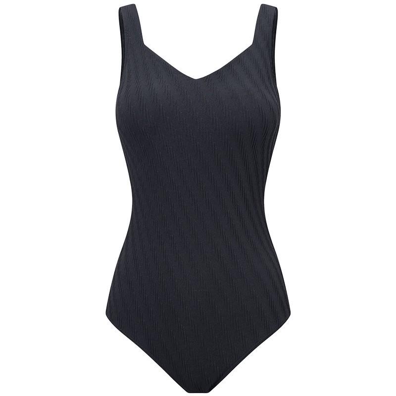 Black One-piece Triangular Swimsuit Women's Belly Cover To Show Slimming Sexy Racing Sports Swimming Pool Hot