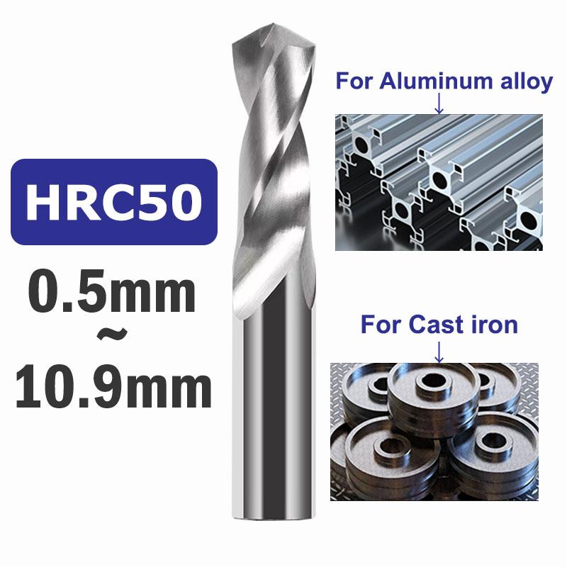 

YZH твердосплавное спиральное сверло 0,5 мм-10,9 мм диаметр HRC50/55 вольфрамовое общее заглушка и прямая ручка для ЧПУ сверления стальных железных отверстий 0.5mm
