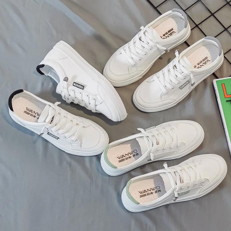 Fashion Outdoor Trainers Women Running Shoes Summer Autumn Fashion White PU Leather Lace-Up Breathable Casual Sneakers