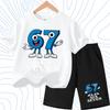 Nuova T-shirt Estiva Fresca per Bambini con Stampa Numero Sei Sette (67) 3-12 Anni Abbigliamento Cartone Animato Manica Corta + Pantaloncini Set Sportivo Casual per Ragazzi e Ragazze