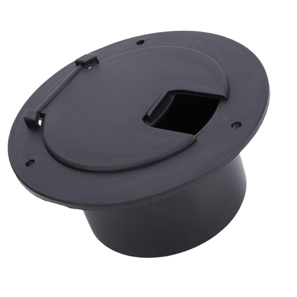   Round Electric Cable Cover Snap Lock Door, High Grade ABS Material, Easy Installation, Neat Look, 3-1Celsius2in Interface RV Trailer Black, For Outd