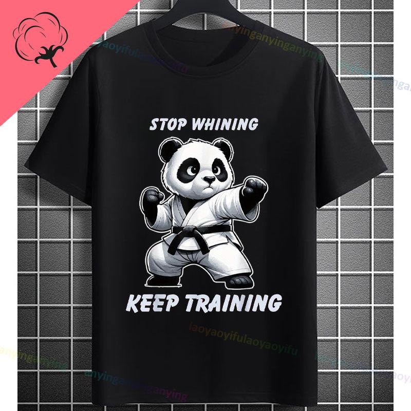 Unisex Funny Karate Graphic TShirt Keep Training Until The Belt Turns Black Slogan Pure Cotton Shortsleeve Sports Tshirt