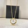 Rhombus Pattern Water Ice Moon Necklace Women's Gold-plated Temperament Light Luxury High-end Jewelry Collarbone Chain Women