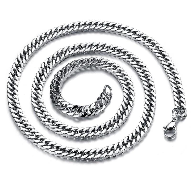Guld Kubansk Länk Rostfritt Stål Herrhalsband - Färgbeständigt, Förgyllt, Trendigt Hip Hop Tjock Kedja Accessoar