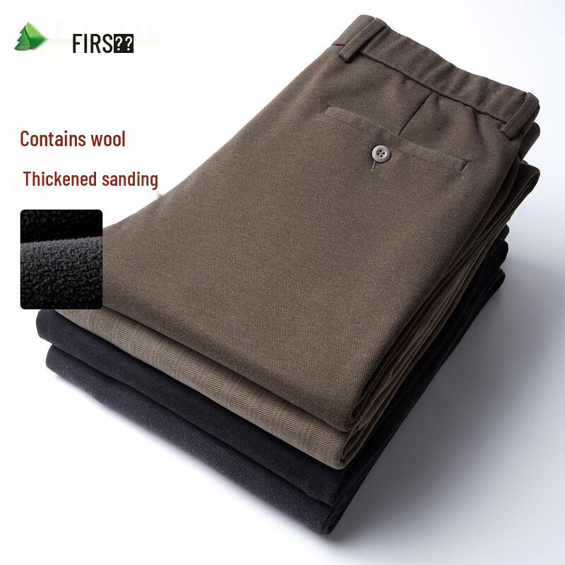 

Shanshan Men s Wool Blend Flannel Straight Casual Pants 35