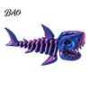 Unique Collectible Shark Figurine 3D Printed Articulated Skeleton Figurine, Pearlescent Flexible Joint Desktop Ornament for Kids Bone Toy, Fidget Desk