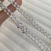 Elegant Neckline Enhancing 3-4mm Natural Pearl Choker Lariat 925 Silver Cz Accent 10-11mm Edison Pearl Tassel Versatile Necklace