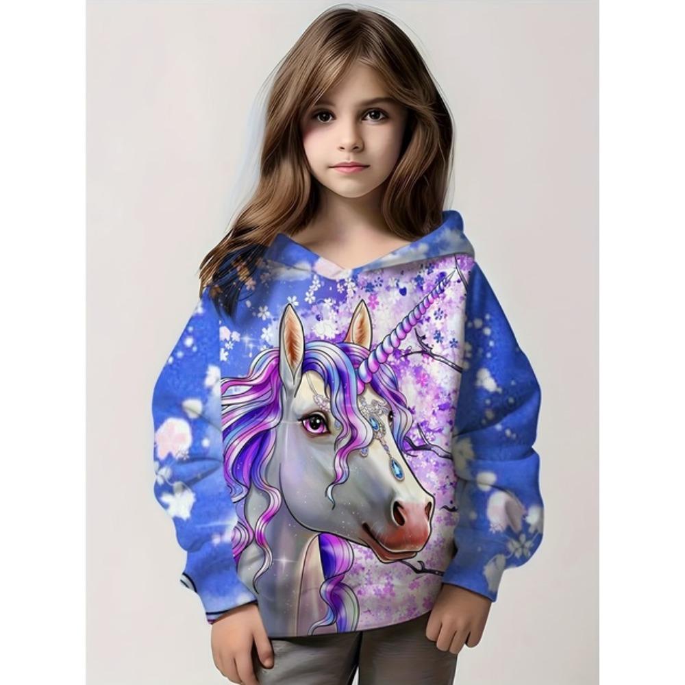 Kids Clothes Girl Hoodies Long Sleeve Cartoon 3D Print Children Spring Fall Clothes Casual Cute Outdoor Child Girl Clothes Tops