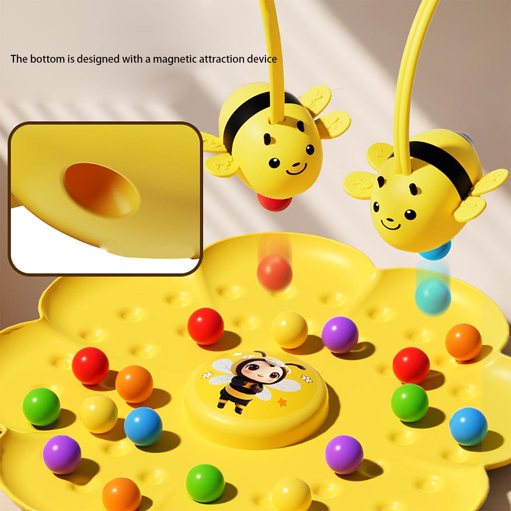 Honey Bee Pearl Picking Fishing Magnetic Bead Board Game, Parent Child Interactive Gathering Puzzle Early Education Toy