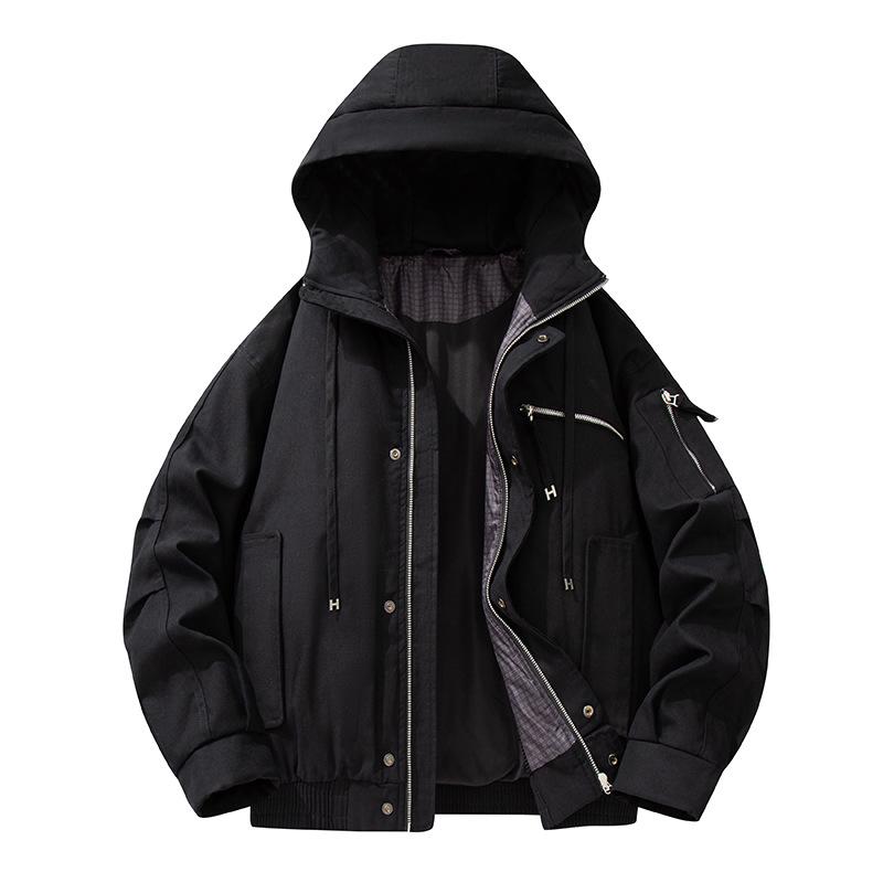 

Men s Retro Hooded Down Jacket - Heavyweight, Warm, Functional Outerwear for Cold Weather XL чорний