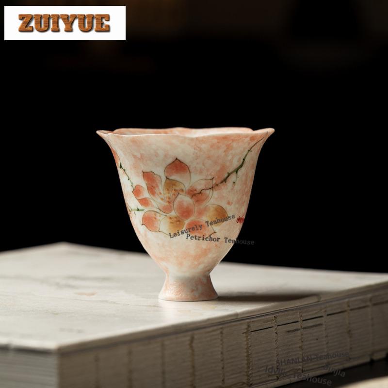 70ml Hand-painted Magnolia Teacup Aesthetic Tea Bowl Set Of Cups Tea-tasting Personal Cup Chazhan Master Cups Tableware Craft