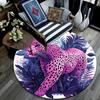 Purple Leopard Round Area Rug,Carpet Rug for Living Room Bedroom Sofa Playroom Decor,Non-slip Floor Mat