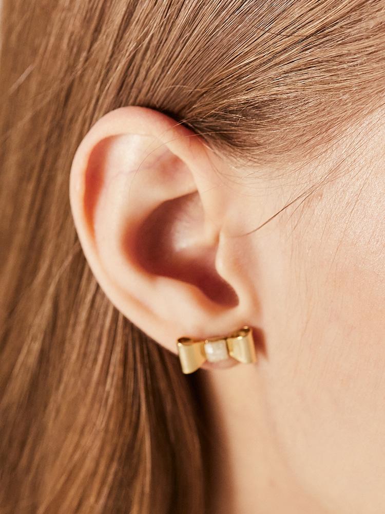 Sosoo Romantic Ribbon Gold Earrings