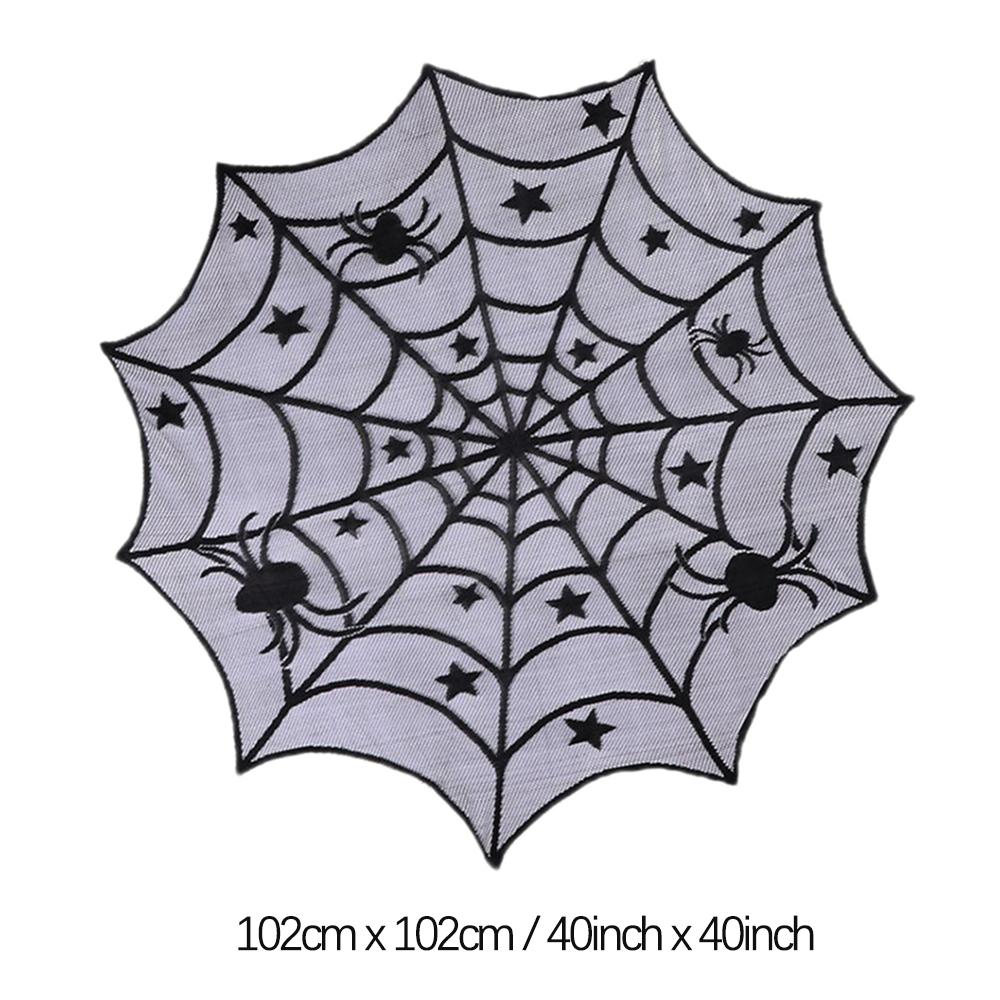Halloween Tischläufer Tischdecke Spinnennetz Halloween Schwarze Kaminumrandung für Hausparty Halloween Dekoration