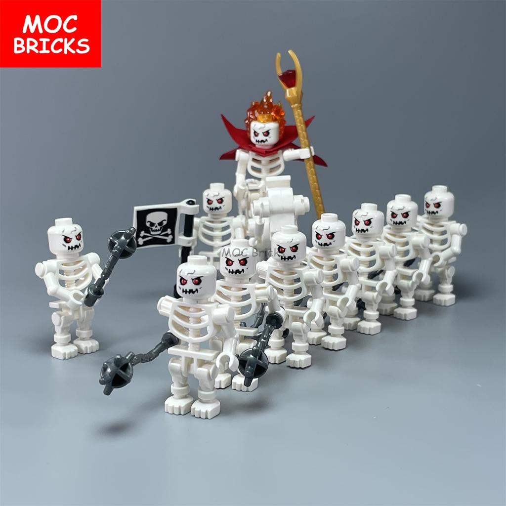 Einzelne MOC Steine DIY Dunkler Bote Magiergruppe Skelett Schädel Bausteine Figur Puppen Spielzeug für Kinder Geschenke