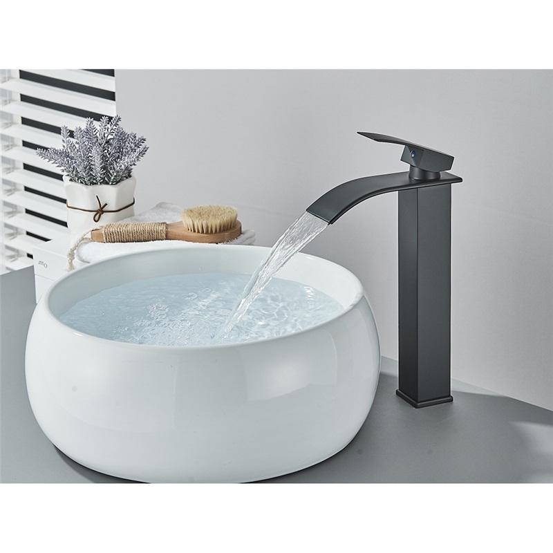 Brushed Golden Basin Faucets Elegant Waterfall Bathroom Sink Faucet Single Lever Hole Deck Mount Brass  Mixer Taps