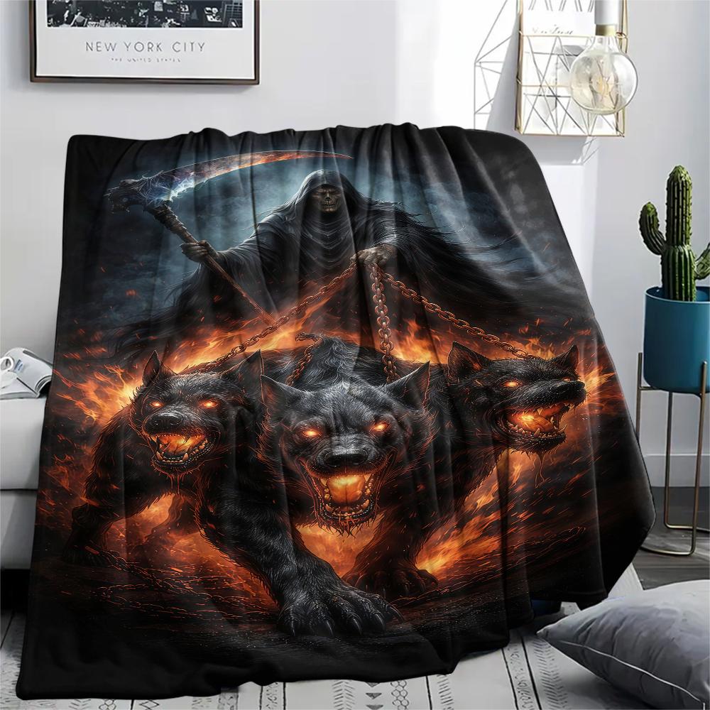 1PC Satan Symbol Print Flannel Blanket, High quality All Seasons, Home Decor, Warmth and Comfort, Perfect for Christmas Gifts