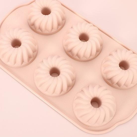 6-Cavity Silicone Cake Mold Non-stick Food Grade Easy Release DIY Round Cookies Donut Pudding Chocolate Fondant Jelly Baking Mold