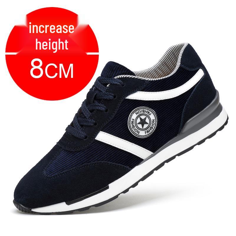 Men s Korean-Style Suede Height-Increasing Running Shoes - 8CM Elevation, Retro Casual Design Size 43