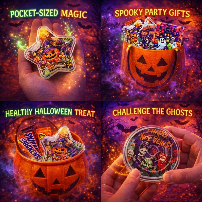10Pcs Halloween Mini Maze Toys Educational Handheld Brain Puzzles Party Favor Halloween Party Favor For Kid Goodies Bag Exchange